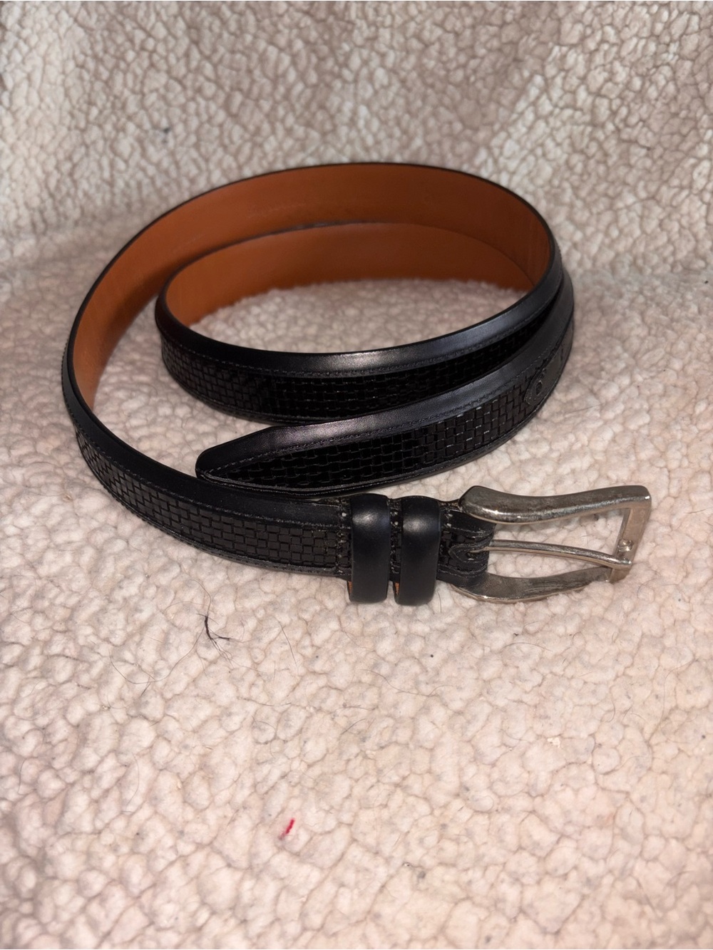Allen Edmonds Black Leather Embossed Dress Belt Size 42 Made in USA